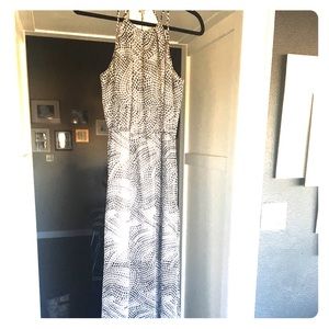 H&M navy/white halter maxi dress (lined)